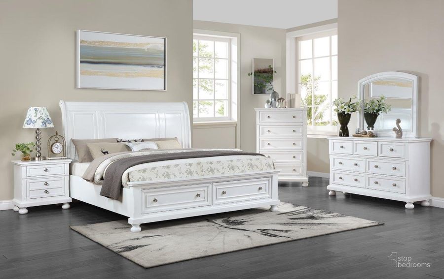 The appearance of Meade Bedroom Set In White designed by Glory in the modern / contemporary interior design. This white piece of furniture  was selected by 1StopBedrooms from Meade Collection to add a touch of cosiness and style into your home. Sku: G8975A-QB;G8975-N. Material: Wood. Product Type: Bedroom Set. Bed Size: Queen. Image1