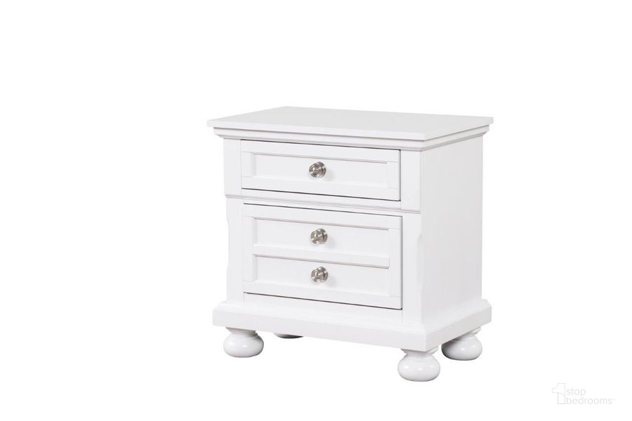 The appearance of Meade Nightstand In White designed by Glory in the modern / contemporary interior design. This white piece of furniture  was selected by 1StopBedrooms from Meade Collection to add a touch of cosiness and style into your home. Sku: G8975-N. Material: Wood. Product Type: Nightstand. Image1
