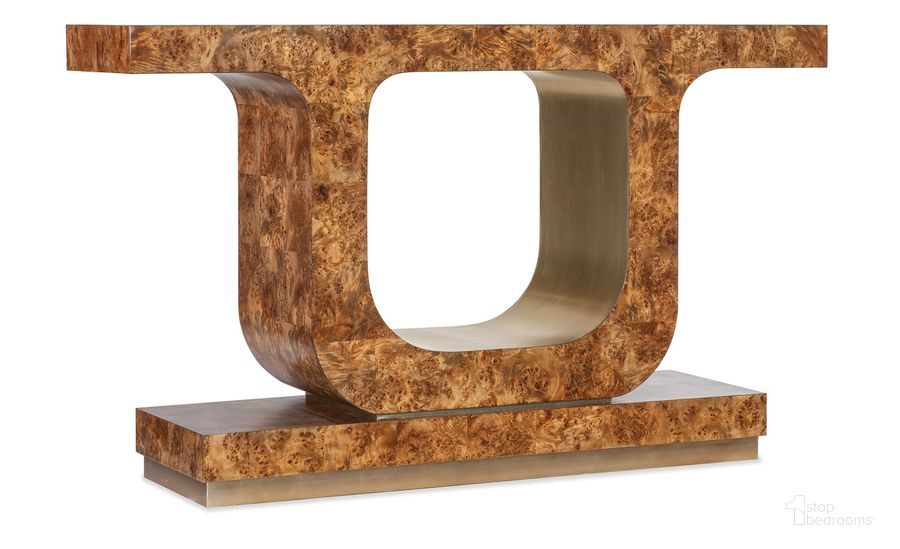 The appearance of Melange Burlesque Console Table In Brown designed by Hooker in the transitional interior design. This brown piece of furniture  was selected by 1StopBedrooms from Melange Collection to add a touch of cosiness and style into your home. Sku: 628-85692-80. Product Type: Console Table. Material: Wood Veneer. Image1