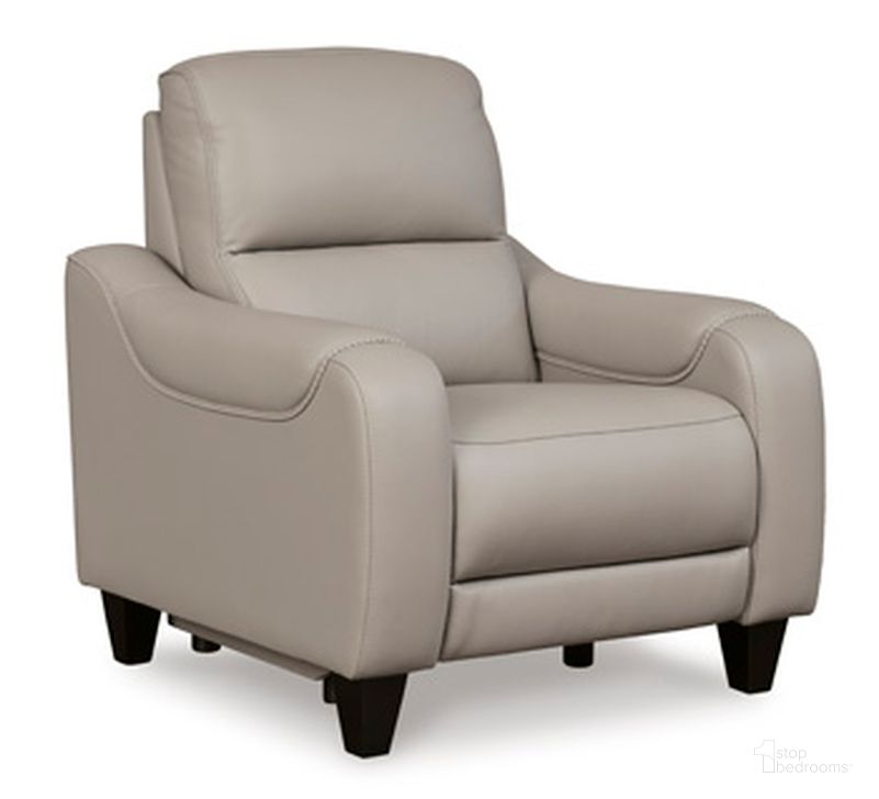 The appearance of Mercomatic Power Recliner In Gray designed by Signature Design by Ashley in the modern / contemporary interior design. This gray piece of furniture  was selected by 1StopBedrooms from Mercomatic Collection to add a touch of cosiness and style into your home. Sku: U7531213. Material: Leather. Product Type: Recliner. Image1
