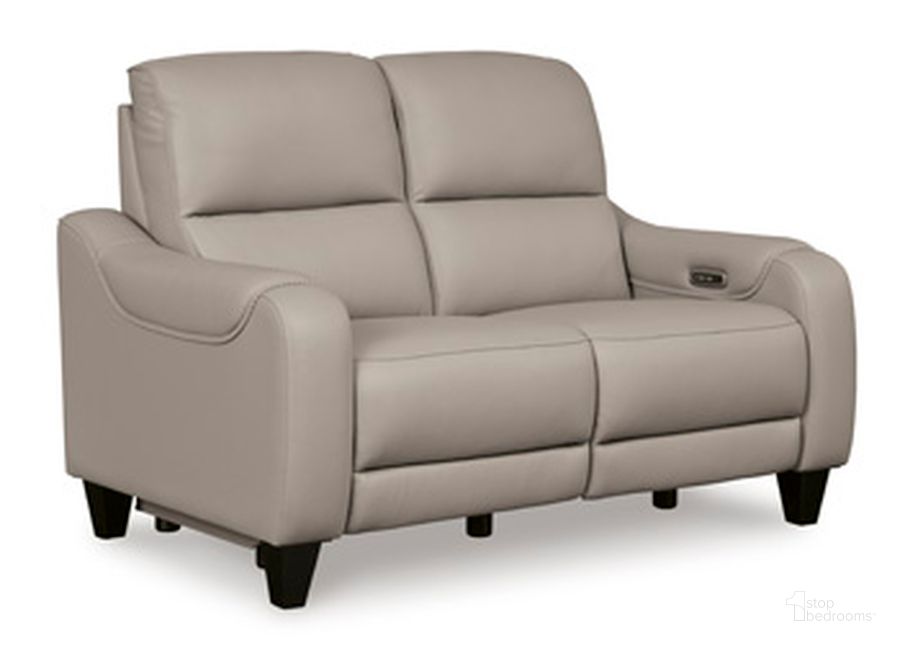The appearance of Mercomatic Power Reclining Loveseat In Gray designed by Signature Design by Ashley in the modern / contemporary interior design. This gray piece of furniture  was selected by 1StopBedrooms from Mercomatic Collection to add a touch of cosiness and style into your home. Sku: U7531214. Material: Leather. Product Type: Reclining Loveseat. Image1