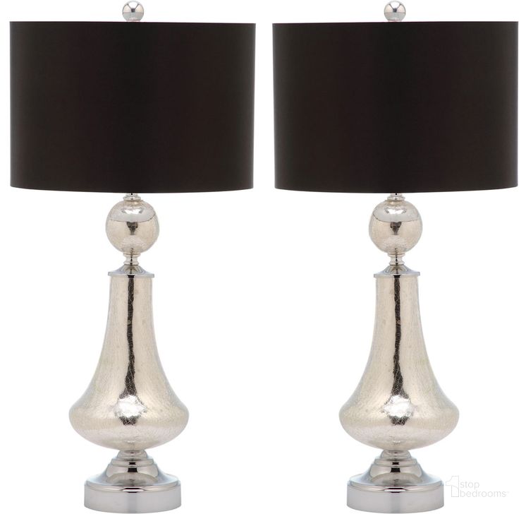 The appearance of Mercury Ivory and Silver Crackle Glass Table Lamp with Black Satin Shade Set of 2 designed by Safavieh in the glam interior design. This ivory and silver piece of furniture  was selected by 1StopBedrooms from Mercury Collection to add a touch of cosiness and style into your home. Sku: LIT4047B-SET2. Product Type: Table Lamp. Image1