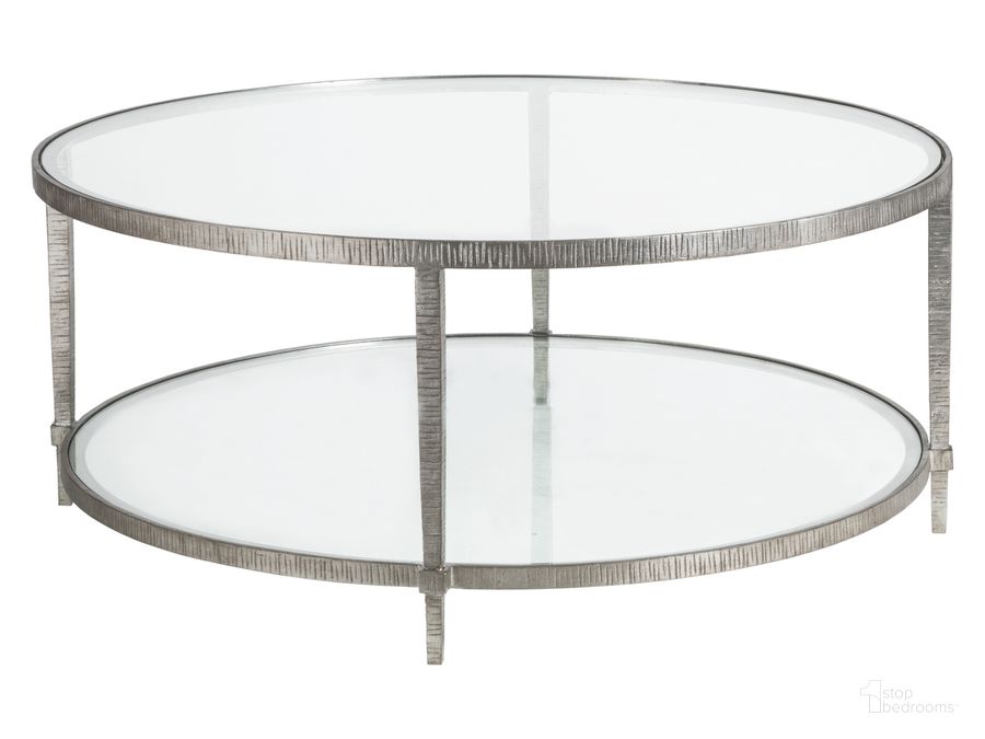 The appearance of Metal Designs Claret Round Cocktail Table 01-2233-943-47 designed by Artistica Home in the traditional interior design. This silver leaf piece of furniture  was selected by 1StopBedrooms from Metal Designs Collection to add a touch of cosiness and style into your home. Sku: 01-2233-943-47. Product Type: Cocktail Table. Image1
