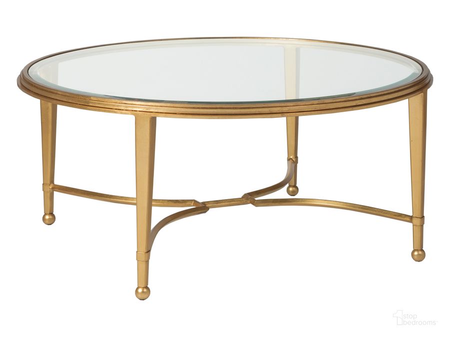 The appearance of Metal Designs Sangiovese Round Cocktail Table 01-2011-943-48 designed by Artistica Home in the transitional interior design. This gold piece of furniture  was selected by 1StopBedrooms from Metal Designs Collection to add a touch of cosiness and style into your home. Sku: 01-2011-943-48. Product Type: Cocktail Table. Image1