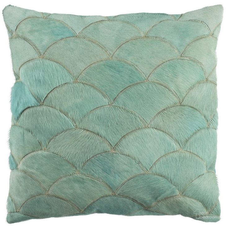 The appearance of Metallic Scale Cowhide 20X20 Pillow designed by Safavieh in the rustic / southwestern interior design. This teal piece of furniture  was selected by 1StopBedrooms from Metallic Collection to add a touch of cosiness and style into your home. Sku: PLS217B-2020. Product Type: Pillows and Throw. Image1