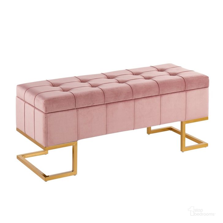 The appearance of Midas Storage Bench In Pink designed by Lumisource in the modern / contemporary interior design. This pink piece of furniture  was selected by 1StopBedrooms from Midas Collection to add a touch of cosiness and style into your home. Sku: OT-MIDASTOR AUVPK. Product Type: Storage Bench. Material: Velvet. Image1