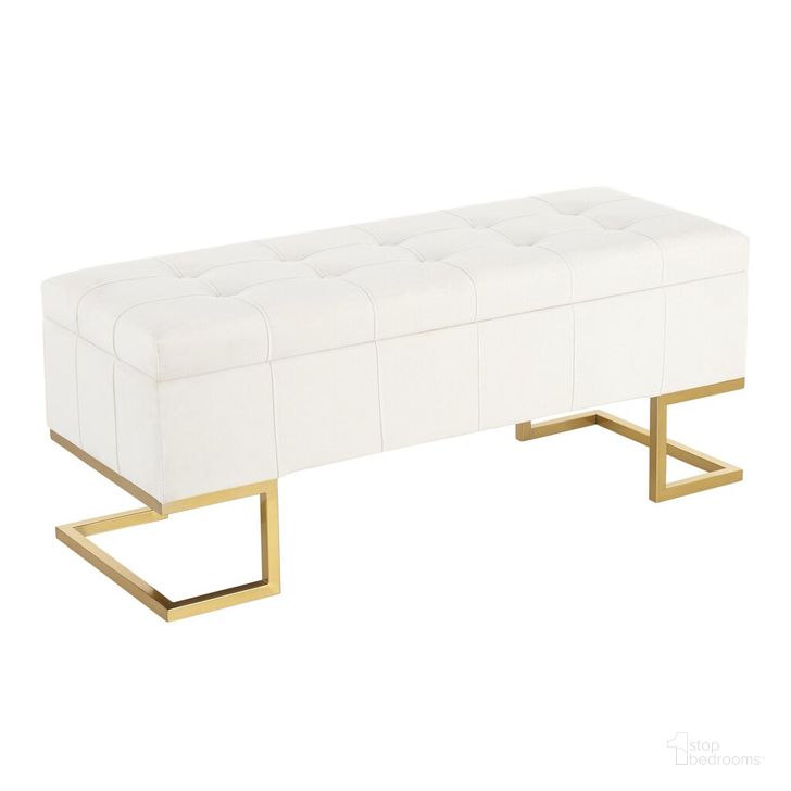 The appearance of Midas Storage Bench In White designed by Lumisource in the modern / contemporary interior design. This white piece of furniture  was selected by 1StopBedrooms from Midas Collection to add a touch of cosiness and style into your home. Sku: OT-MIDASTOR AUVW. Product Type: Storage Bench. Material: Velvet. Image1