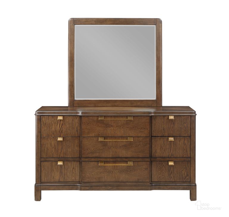 The appearance of Milan Dresser and Mirror In Brown designed by Steve Silver in the transitional interior design. This brown piece of furniture  was selected by 1StopBedrooms from Milan Collection to add a touch of cosiness and style into your home. Sku: MN900DR;MN900MR. Product Type: Dresser and Mirror. Material: Rubberwood. Image1