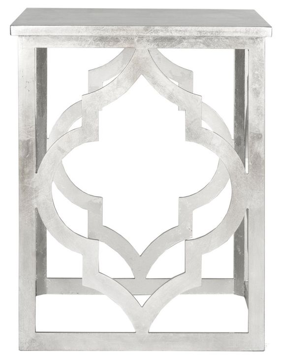 The appearance of Milo Silver Leaf Trellis End Table designed by Safavieh in the transitional interior design. This silver piece of furniture  was selected by 1StopBedrooms from Milo Collection to add a touch of cosiness and style into your home. Sku: AMH1508A. Material: Wood. Product Type: Accent Table. Image1