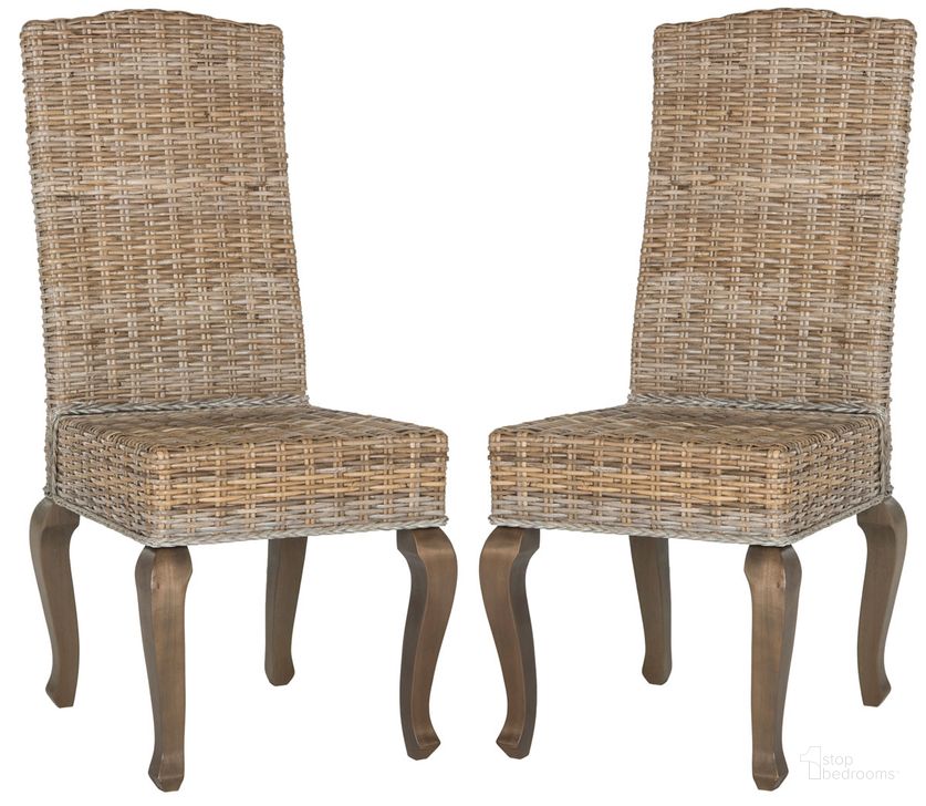 The appearance of Milos Grey 18 Inch Wicker Dining Chair Set of 2 designed by Safavieh in the traditional interior design. This grey piece of furniture  was selected by 1StopBedrooms from Milos Collection to add a touch of cosiness and style into your home. Sku: SEA8018A-SET2. Product Type: Dining Chair. Material: Rattan. Image1
