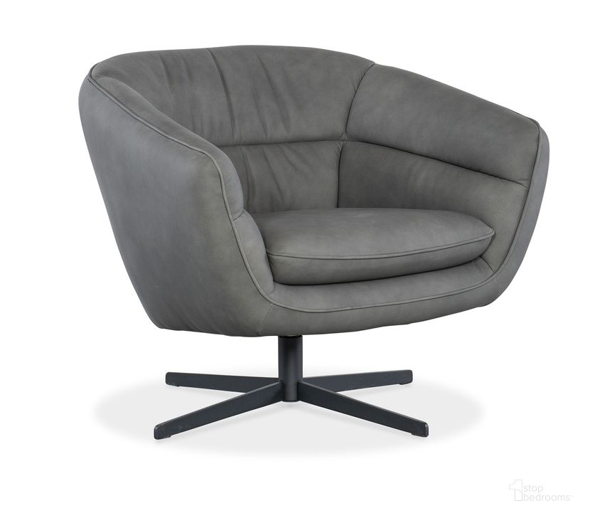 The appearance of Mina Swivel Chair In Gray designed by Hooker in the modern / contemporary interior design. This gray piece of furniture  was selected by 1StopBedrooms from CC Collection to add a touch of cosiness and style into your home. Sku: CC722-SW-095. Material: Leather. Product Type: Swivel Chair. Image1