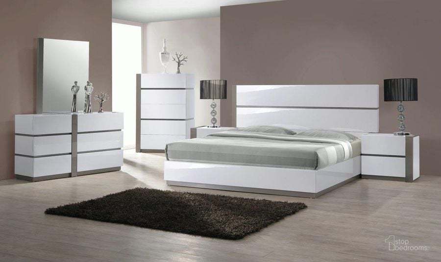 The appearance of Manila 4-Piece King-Size Bedroom Set In Grey/White designed by Chintaly Imports in the modern / contemporary interior design. This grey/white piece of furniture  was selected by 1StopBedrooms from Manila Collection to add a touch of cosiness and style into your home. Sku: MANILA-BED-KG-FBSR;MANILA-DRS;MANILA-BED-KG-HB;MANILA-MIR;MANILA-BED-KG-SLT;MANILA-NS-L. Product Type: Bedroom Set. Bed Size: King.