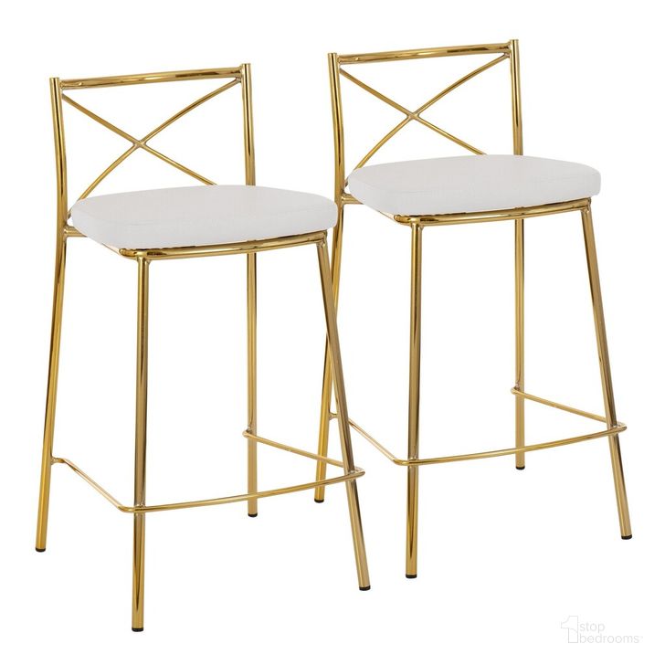 The appearance of Modern Charlotte Counter Stool Set of 2 In Gold designed by Lumisource in the modern / contemporary interior design. This gold piece of furniture  was selected by 1StopBedrooms from Charlotte Collection to add a touch of cosiness and style into your home. Sku: B25-MODCHRLT AUW2. Material: Leather. Product Type: Barstool. Image1
