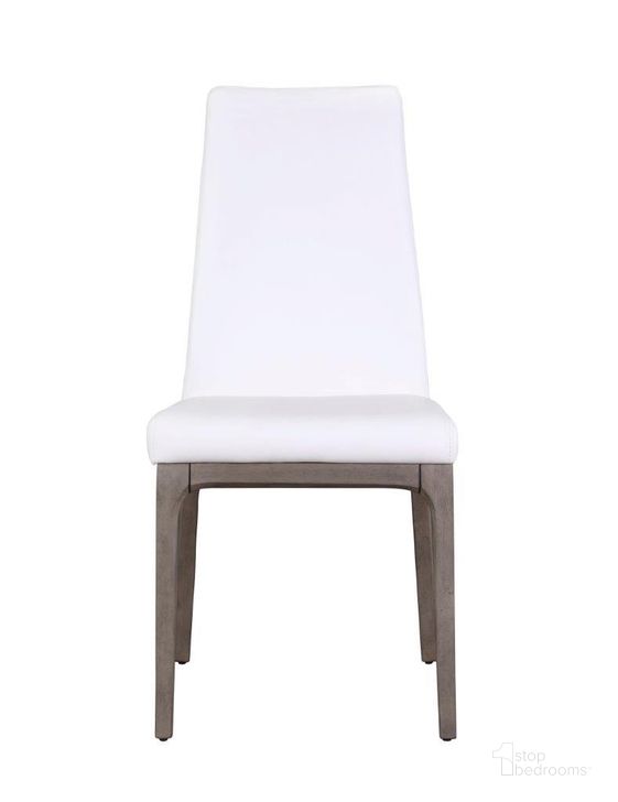 The appearance of Modern Contour Back Upholstered Side Chair With Solid Wood Base Set of 2 In Gray designed by Chintaly Imports in the modern / contemporary interior design. This gray piece of furniture  was selected by 1StopBedrooms from  to add a touch of cosiness and style into your home. Sku: ROSARIO-SC-GRY-WHT. Product Type: Side Chair. Material: PU. Image1