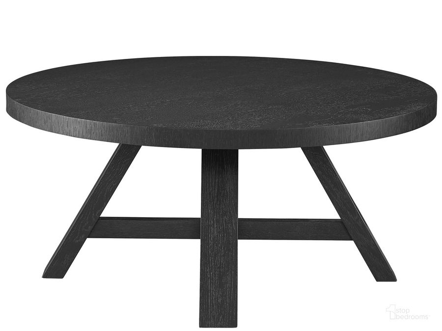The appearance of Modern Farmhouse Round Cocktail Table In Charcoal designed by Universal in the modern / contemporary interior design. This charcoal piece of furniture  was selected by 1StopBedrooms from Modern Farmhouse Collection to add a touch of cosiness and style into your home. Sku: U011F818. Material: Wood. Product Type: Cocktail Table. Image1