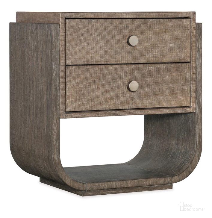 The appearance of Modern Mood Two Drawer Nightstand In Brown designed by Hooker in the modern / contemporary interior design. This brown piece of furniture  was selected by 1StopBedrooms from Mood Collection to add a touch of cosiness and style into your home. Sku: 6850-90416-89. Product Type: Nightstand. Material: Wood Veneer. Image1