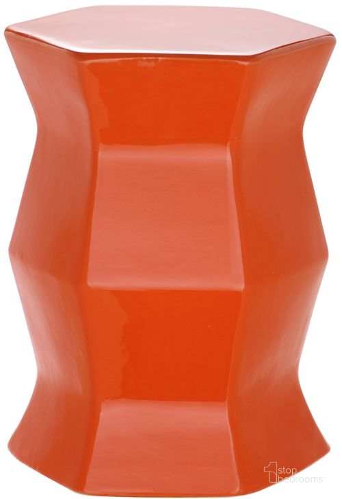 The appearance of Modern Orange Hexagon Garden Stool designed by Safavieh in the modern / contemporary interior design. This orange piece of furniture  was selected by 1StopBedrooms from Modern Collection to add a touch of cosiness and style into your home. Sku: ACS4542D. Product Type: Stool. Image1
