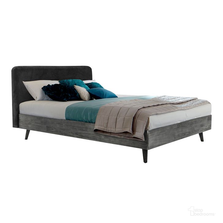 The appearance of Mohave Mid-Century Tundra Gray Acacia King Platform Bed designed by Armen Living in the transitional interior design. This gray piece of furniture  was selected by 1StopBedrooms from Mohave Collection to add a touch of cosiness and style into your home. Sku: LCMVBDTGKGBX1;LCMVBDTGKGBX2;LCMVBDTGKGBX3;LCMVBDTGKGBX4. Bed Type: Platform Bed. Material: Wood. Product Type: Platform Bed. Bed Size: King. Image1