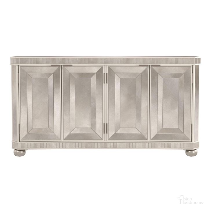 The appearance of Moiselle Server In Silver designed by Bassett Mirror Company in the glam interior design. This silver piece of furniture  was selected by 1StopBedrooms from Moiselle Collection to add a touch of cosiness and style into your home. Sku: 3179-DR-576. Product Type: Server. Image1
