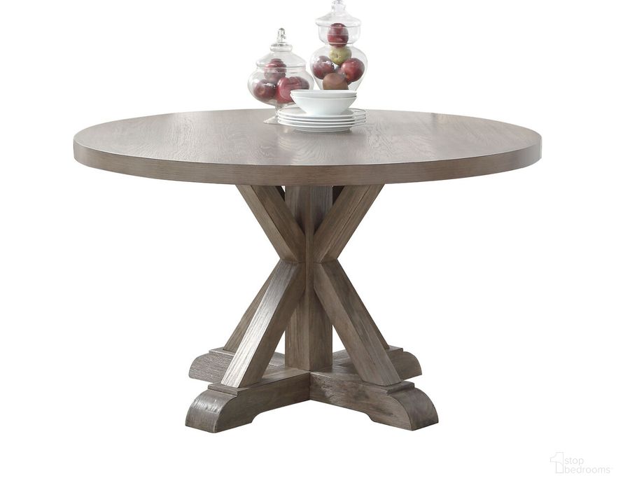 The appearance of Molly 48" Round Dining Table designed by Steve Silver in the modern / contemporary interior design. This grey piece of furniture  was selected by 1StopBedrooms from Molly Collection to add a touch of cosiness and style into your home. Sku: MY4848T. Table Base Style: Trestle. Table Top Shape: Round. Material: Wood. Product Type: Dining Table. Image1