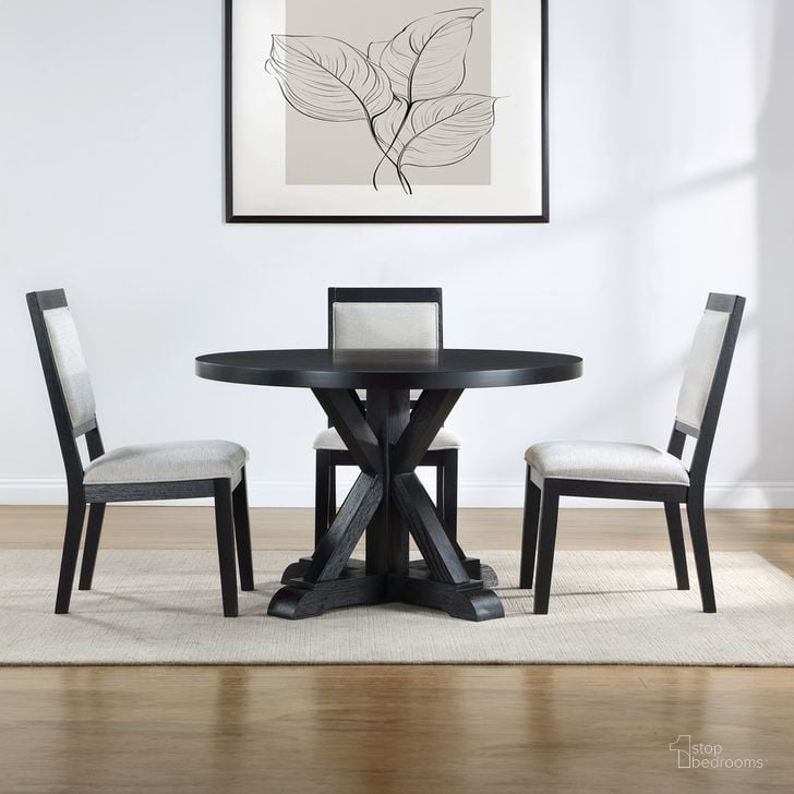 The appearance of Molly 5-Piece Dining Room Set In Black designed by Steve Silver in the country / farmhouse interior design. This black piece of furniture  was selected by 1StopBedrooms from Molly Collection to add a touch of cosiness and style into your home. Sku: MY4848TK;MY500SK;MY500SK. Product Type: Dining Room Set. Material: MDF. Image1