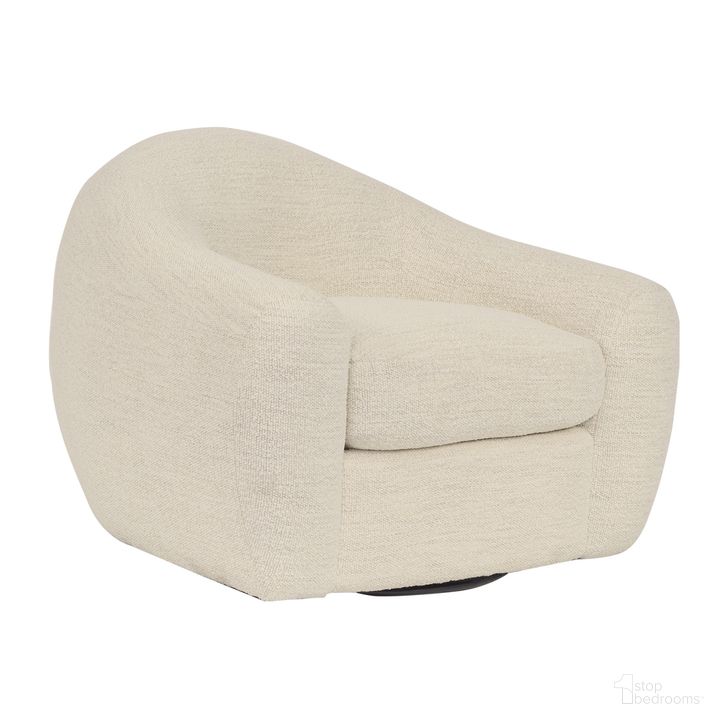 The appearance of Molly Upholstered Swivel Accent Chair In Pearl designed by Armen Living in the modern / contemporary interior design. This pearl piece of furniture  was selected by 1StopBedrooms from Molly Collection to add a touch of cosiness and style into your home. Sku: LCMY1MPL. Material: Wood. Product Type: Accent Chair. Image1
