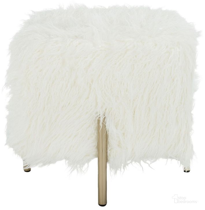 The appearance of Momina Faux Fur Square Ottoman designed by Safavieh in the glam interior design. This white piece of furniture  was selected by 1StopBedrooms from Angelea Collection to add a touch of cosiness and style into your home. Sku: OTT6200A. Material: Metal. Product Type: Ottoman. Image1
