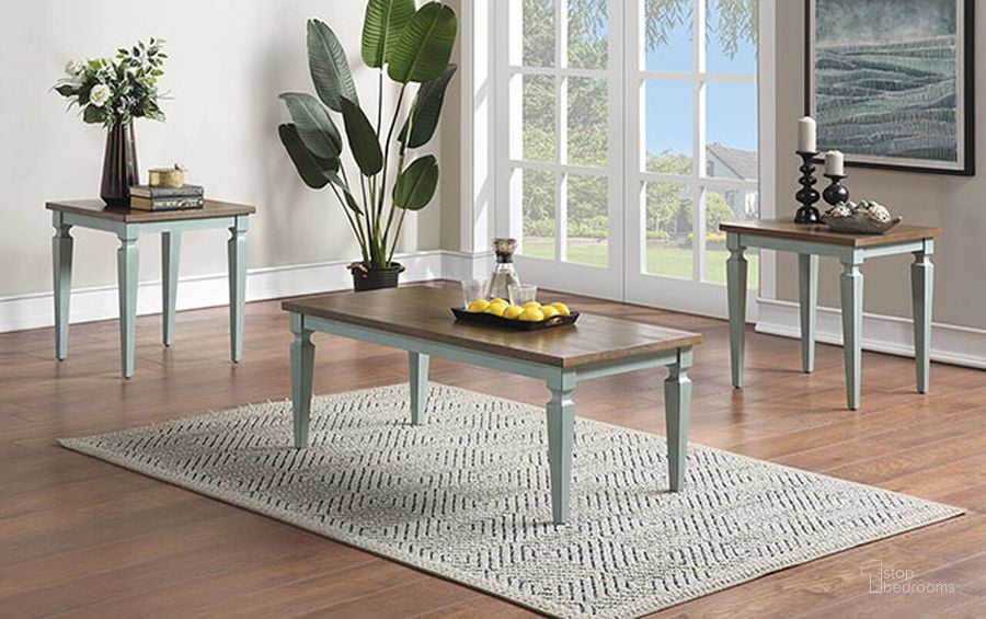 The appearance of Monmouth 3 Piece Table Set In Antique Teal designed by Furniture of America in the transitional interior design. This antique teal piece of furniture  was selected by 1StopBedrooms from Monmouth Collection to add a touch of cosiness and style into your home. Sku: CM4388AB-3PK. Material: Wood. Product Type: Occasional Table Set. Image1