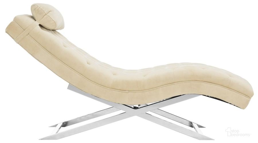 The appearance of Monroe Beige Chaise with Headrest Pillow designed by Safavieh in the modern / contemporary interior design. This beige piece of furniture  was selected by 1StopBedrooms from Monroe Collection to add a touch of cosiness and style into your home. Sku: FOX6286A. Product Type: Chaise. Material: Iron. Image1