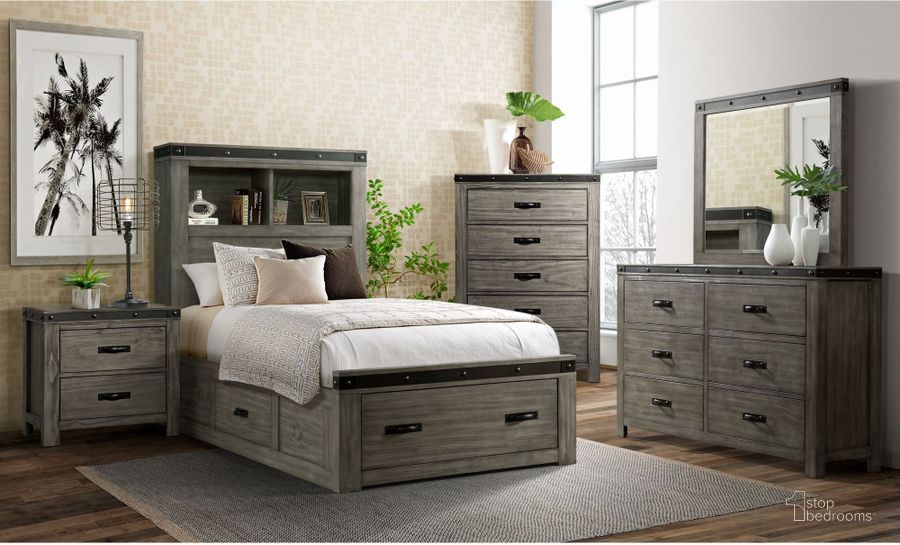 The appearance of Montauk Gray Youth Platform Storage Bedroom Set designed by Picket House in the transitional interior design. This gray piece of furniture  was selected by 1StopBedrooms from Montauk Youth Collection to add a touch of cosiness and style into your home. Sku: WE650TH;WE650TF;WE650TFR;WE600NS. Product Type: Bedroom Set. Bed Size: Twin. Material: Pine. Image1