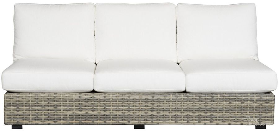 The appearance of Montclair Outdoor Armless Sofa In Tan and White designed by Vanguard Furniture in the  interior design. This tan/white piece of furniture  was selected by 1StopBedrooms from Montclair Collection to add a touch of cosiness and style into your home. Sku: OW100-AS_153871. Material: Weave. Product Type: Outdoor Sofa. Image1