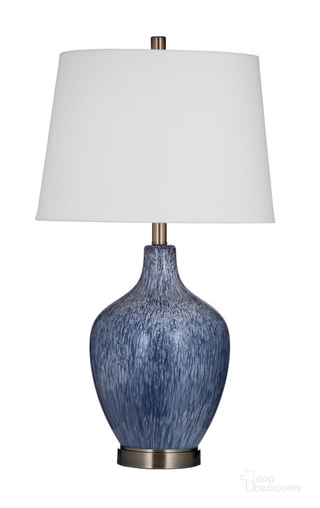 The appearance of Montego Table Lamp In Reactive Blue and Antique Brass designed by Bassett Mirror Company in the coastal interior design. This blue piece of furniture  was selected by 1StopBedrooms from  to add a touch of cosiness and style into your home. Sku: L4375T. Material: Metal. Product Type: Table Lamp. Image1