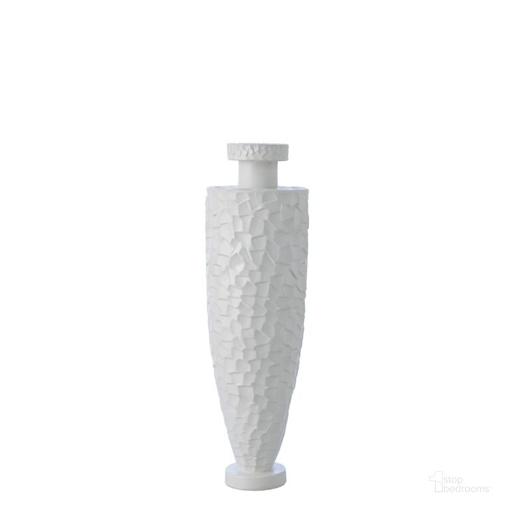 The appearance of Monumental Chiseled Small Vase In White designed by Global Views in the modern / contemporary interior design. This white piece of furniture  was selected by 1StopBedrooms from Monumental Collection to add a touch of cosiness and style into your home. Sku: 3.314. Material: Ceramic. Product Type: Vase. Image1