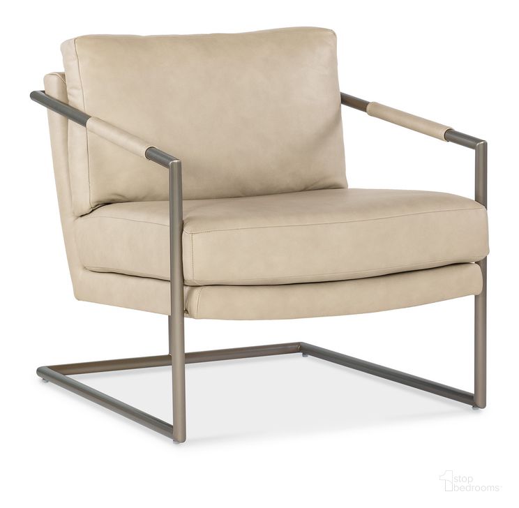 The appearance of Moody Metal Chair In Beige designed by Hooker in the transitional interior design. This beige piece of furniture  was selected by 1StopBedrooms from CC Collection to add a touch of cosiness and style into your home. Sku: CC211-005. Material: Leather. Product Type: Accent Chair. Image1