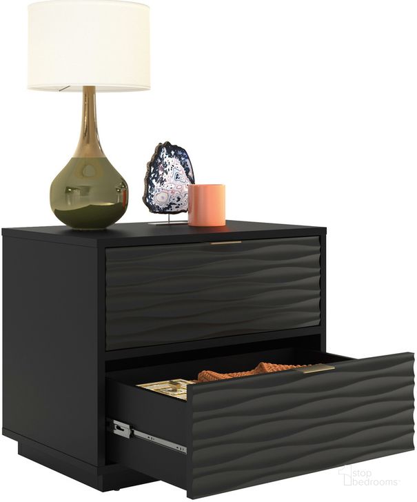 The appearance of Morgan Main Night Stand In Black designed by Sauder in the modern / contemporary interior design. This black piece of furniture  was selected by 1StopBedrooms from Morgan Main Collection to add a touch of cosiness and style into your home. Sku: 433736. Product Type: Nightstand. Material: Engineered Wood. Image1