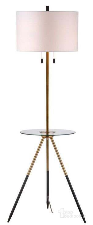 The appearance of Morrison Brass Gold/Black Floor Lamp Side Table designed by Safavieh in the rustic / southwestern interior design. This gold piece of furniture  was selected by 1StopBedrooms from Safavieh FLL Collection to add a touch of cosiness and style into your home. Sku: FLL4020A. Product Type: Floor Lamp. Material: Brass. Image1
