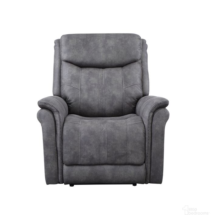 The appearance of Morrison Dual Power Recliner In Gray designed by Steve Silver in the transitional interior design. This gray piece of furniture  was selected by 1StopBedrooms from Morrison Collection to add a touch of cosiness and style into your home. Sku: MOR950CS. Product Type: Recliner. Material: Plywood. Image1