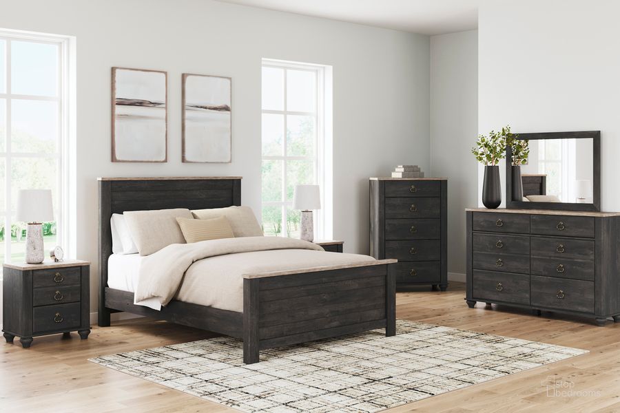 The appearance of Nanforth Two tone Panel Bedroom Set designed by Signature Design by Ashley in the traditional interior design. This black and beige piece of furniture  was selected by 1StopBedrooms from Nanforth Collection to add a touch of cosiness and style into your home. Sku: B3670-54;B3670-57;B3670-98;B3670-92. Material: Wood. Product Type: Panel Bed. Bed Size: Queen. Image1