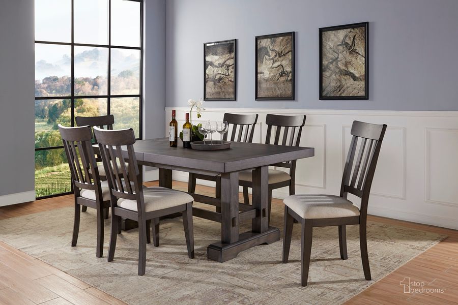 The appearance of Napa 7 Pc Dining Set designed by Steve Silver in the transitional interior design. This cedar piece of furniture  was selected by 1StopBedrooms from Napa Collection to add a touch of cosiness and style into your home. Sku: NP500T;NP500S;NP500S;NP500S. Product Type: Dining Room Set. Material: Rubberwood. Image1