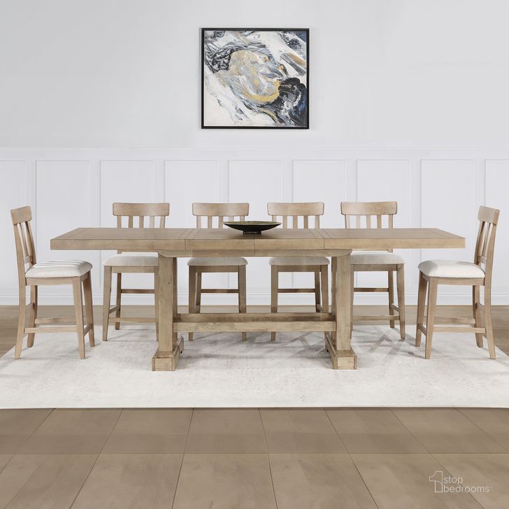 The appearance of Napa 7-Piece Counter Dining Room Set In Sand designed by Steve Silver in the modern / contemporary interior design. This sand piece of furniture  was selected by 1StopBedrooms from Napa Collection to add a touch of cosiness and style into your home. Sku: NP600CCS;NP600CCS;NP600CCS;NP600PTS. Product Type: Dining Room Set. Material: MDF. Image1