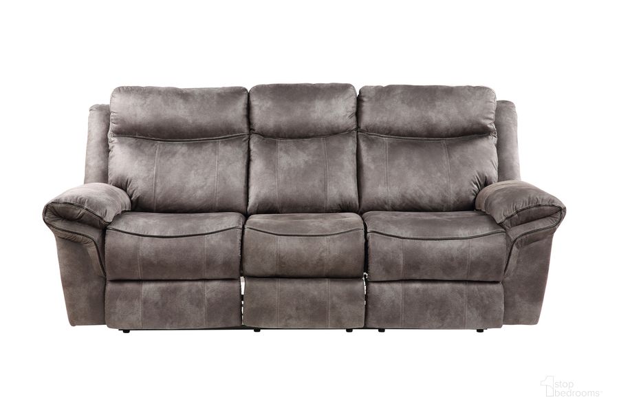 The appearance of Nashville Recliner Sofa In Gray designed by Steve Silver in the transitional interior design. This gray piece of furniture  was selected by 1StopBedrooms from Nashville Collection to add a touch of cosiness and style into your home. Sku: NH850SG. Product Type: Reclining Sofa. Material: Plywood. Image1