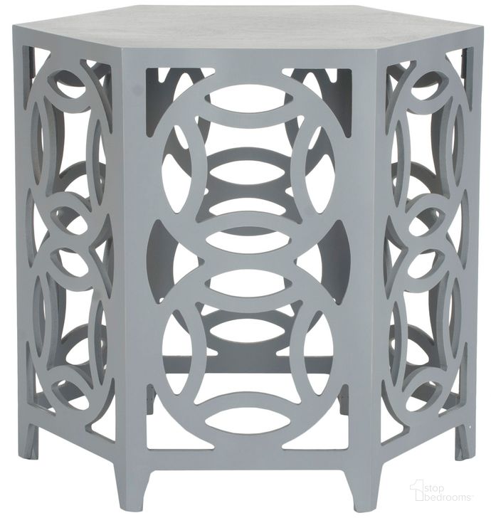 The appearance of Natanya Pearl Blue Grey Side Table designed by Safavieh in the modern / contemporary interior design. This pearl blue grey piece of furniture  was selected by 1StopBedrooms from Natanya Collection to add a touch of cosiness and style into your home. Sku: AMH4613B. Material: Wood. Product Type: Accent Table. Image1