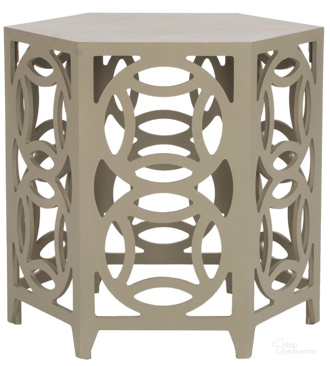 The appearance of Natanya Pearl Taupe Side Table designed by Safavieh in the modern / contemporary interior design. This taupe piece of furniture  was selected by 1StopBedrooms from Natanya Collection to add a touch of cosiness and style into your home. Sku: AMH4613C. Material: Wood. Product Type: Accent Table. Image1