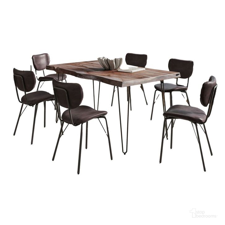The appearance of Nature's Edge 60 Inch 7-Piece Dining Set with Upholstered Chairs In Slate and Dark Brown designed by Jofran in the modern / contemporary interior design. This dark brown piece of furniture  was selected by 1StopBedrooms from Nature'S Edge Collection to add a touch of cosiness and style into your home. Sku: 1981-60D-6-OWNCHDBN. Material: Wood. Product Type: Dining Room Set. Image1