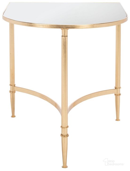The appearance of Nevin Mirror Top Gold Accent Table designed by Safavieh in the modern / contemporary interior design. This gold piece of furniture  was selected by 1StopBedrooms from Safavieh FOX Collection to add a touch of cosiness and style into your home. Sku: FOX2532A. Product Type: Accent Table. Material: Iron. Image1