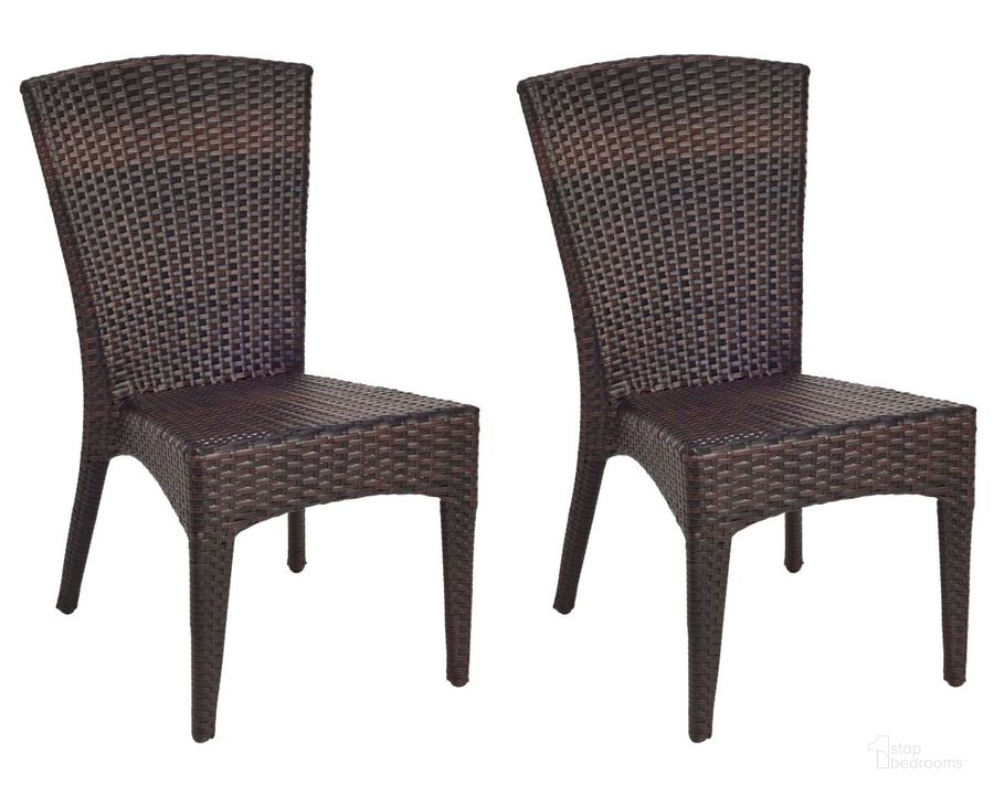 The appearance of New Castle Tiger Stripe Wicker Side Chair Set of 2 designed by Safavieh in the modern / contemporary interior design. This black and brown piece of furniture  was selected by 1StopBedrooms from New Collection to add a touch of cosiness and style into your home. Sku: PAT1016A-SET2. Material: Aluminum. Product Type: Side Chair. Image1