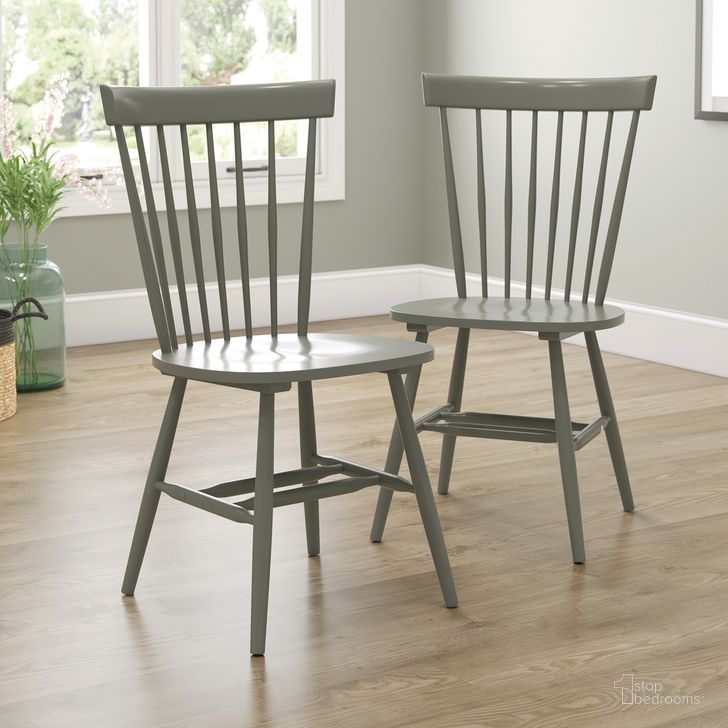 The appearance of New Grange Spindle Back Chair Set of 2 In Pewter Green designed by Sauder in the modern / contemporary interior design. This pewter green piece of furniture  was selected by 1StopBedrooms from New Grange Collection to add a touch of cosiness and style into your home. Sku: 427843. Product Type: Chair. Material: Engineered Wood. Image1