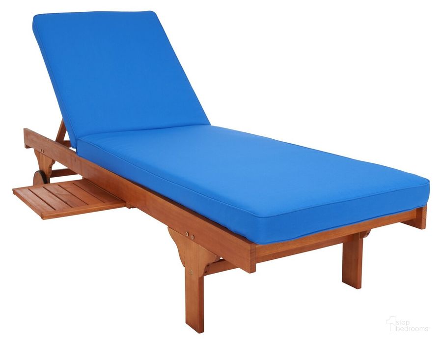 The appearance of Newport Chaise Lounge Chair with Side Table in Royal Blue designed by Safavieh in the modern / contemporary interior design. This royal blue piece of furniture  was selected by 1StopBedrooms from Newport Collection to add a touch of cosiness and style into your home. Sku: PAT7022K. Material: Wood. Product Type: Outdoor Set. Image1