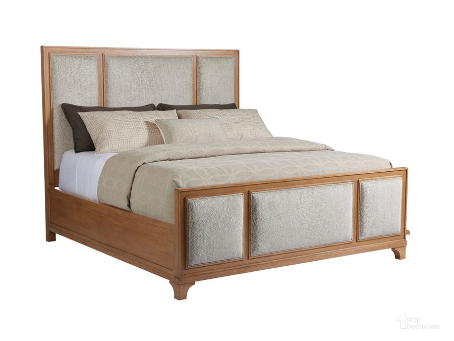 The appearance of Newport Crystal Cove King Upholstered Panel Bed designed by Barclay Butera in the traditional interior design. This sandstone piece of furniture  was selected by 1StopBedrooms from Newport Collection to add a touch of cosiness and style into your home. Sku: 01-0920-134C-40. Bed Type: Panel Bed. Material: Wood. Product Type: Panel Bed. Bed Size: King.
