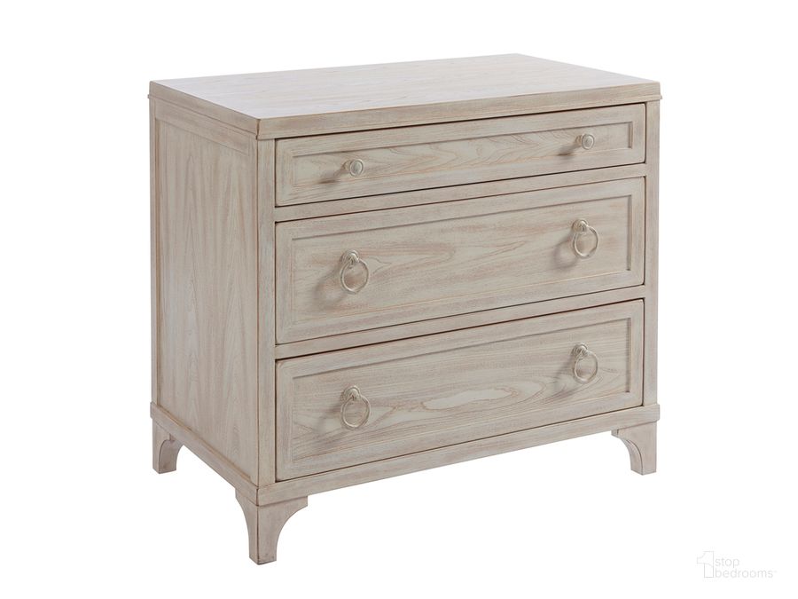 The appearance of Newport Sailcloth Cliff Nightstand By Barclay Butera designed by Barclay Butera in the transitional interior design. This cream piece of furniture  was selected by 1StopBedrooms from Newport Collection to add a touch of cosiness and style into your home. Sku: 01-0921-621. Material: Wood. Product Type: Nightstand. Image1